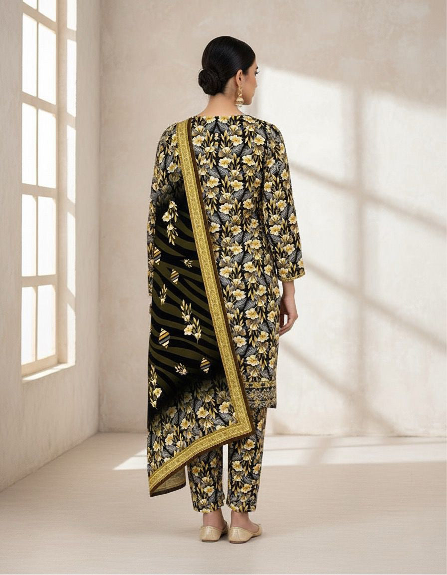 3Piece - Linen Printed Suit ES137