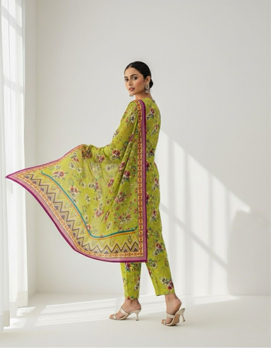 3Piece - Linen Printed Suit ES139