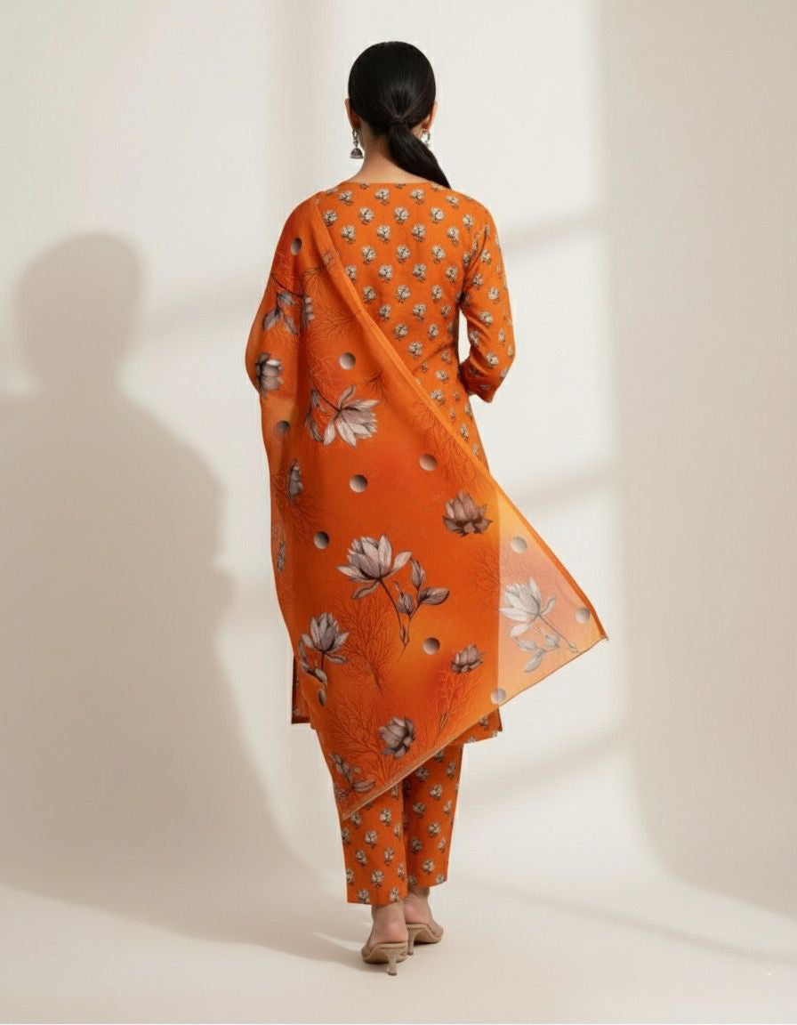 3Piece - Linen Printed Suit ES138