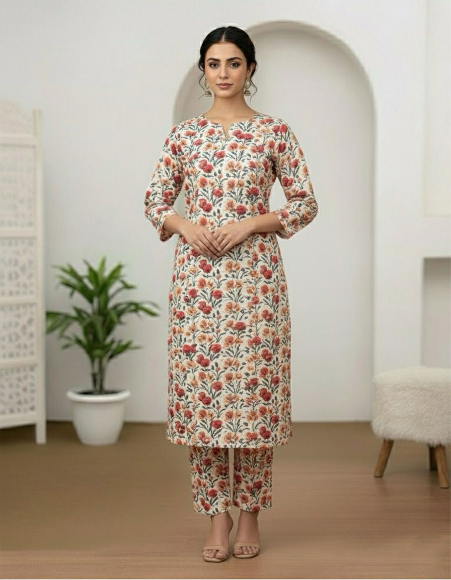 3Piece - Linen Printed Suit ES143