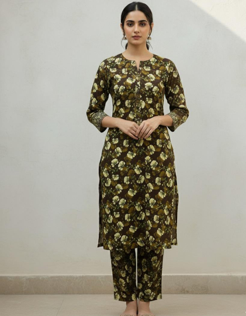 3Piece - Linen Printed Suit ES144