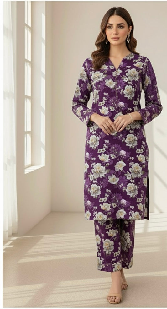 3Piece - Linen Printed Suit ES145