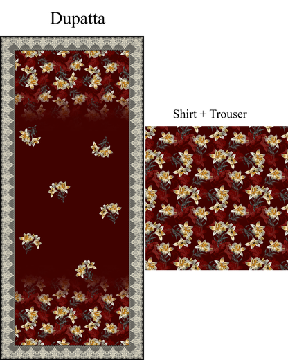 3Piece - Linen Printed Suit ES141