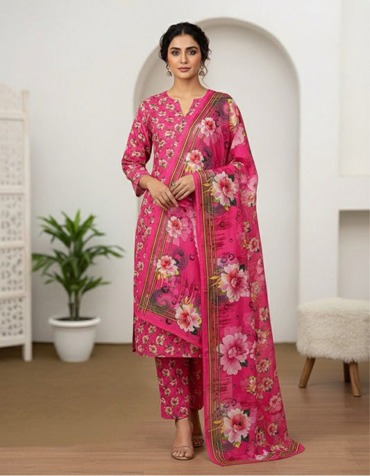 3Piece - Linen Printed Suit ES140
