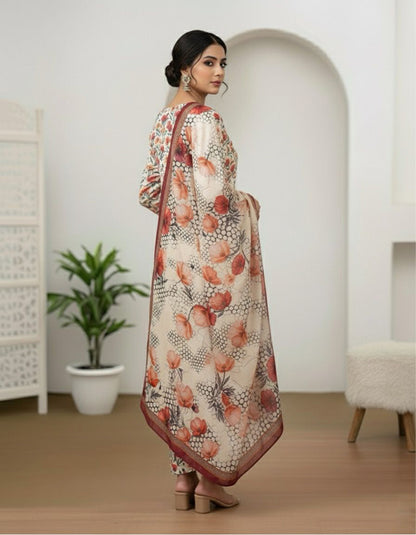 3Piece - Linen Printed Suit ES143
