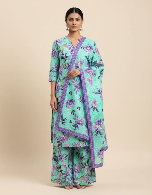 3Piece - Linen Printed Suit ES136
