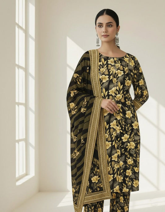 3Piece - Linen Printed Suit ES137
