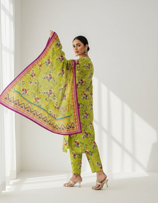 3Piece - Linen Printed Suit ES139