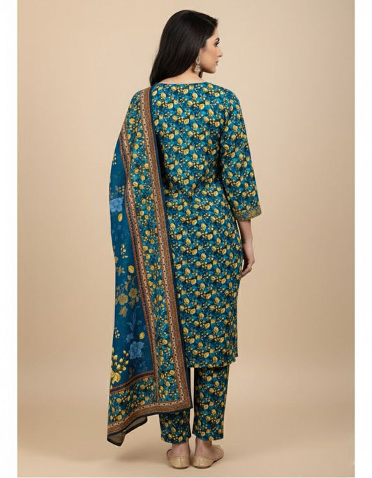3Piece - Linen Printed Suit ES142