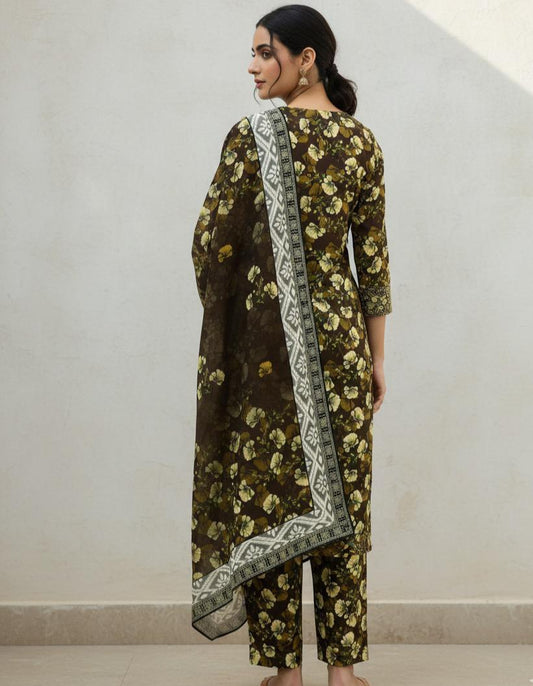 3Piece - Linen Printed Suit ES144